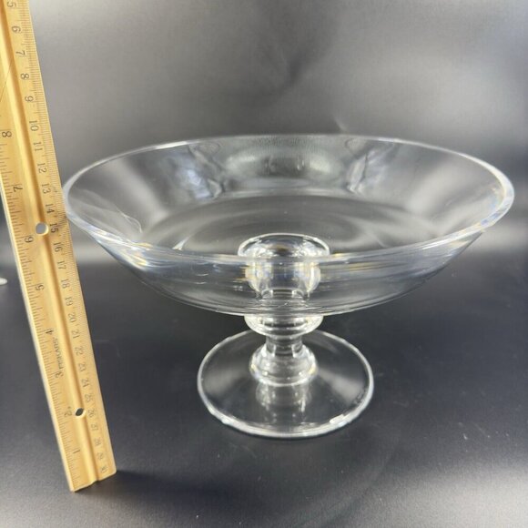 Val St Lambert State Tall Crystal Clear Glass Compote Footed Centerpiece Bowl - Picture 4 of 11